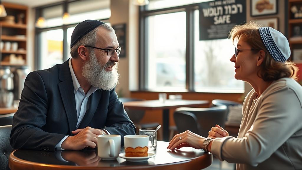 שיחה משמעותית בין זוג דתי בפגישת היכרות
