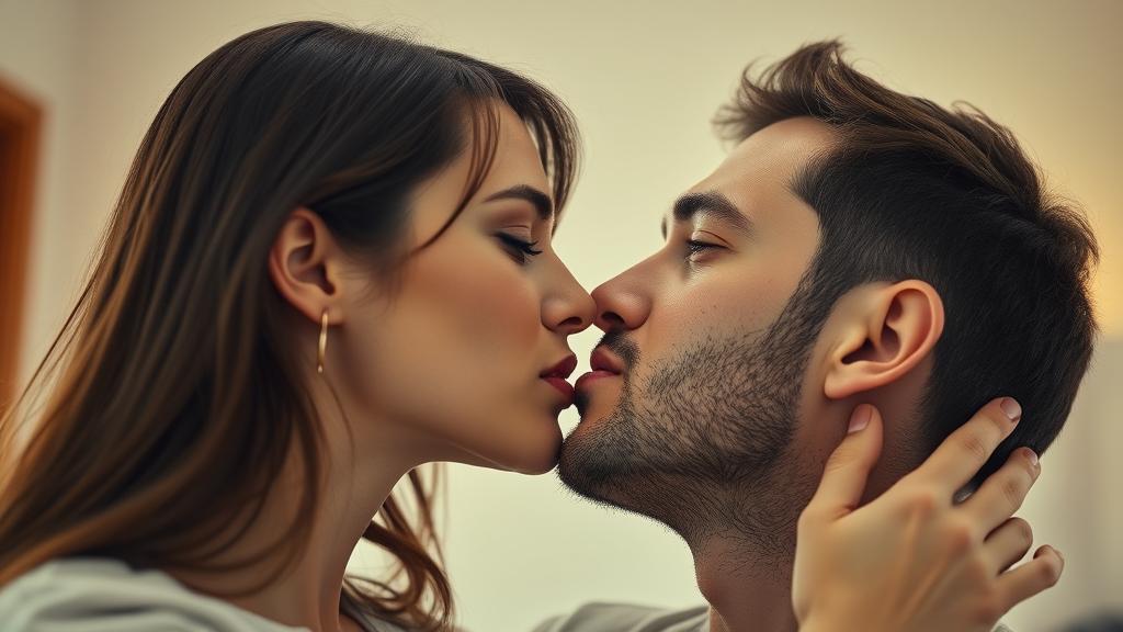 זוג מדגים טכניקת נשיקה נכונה