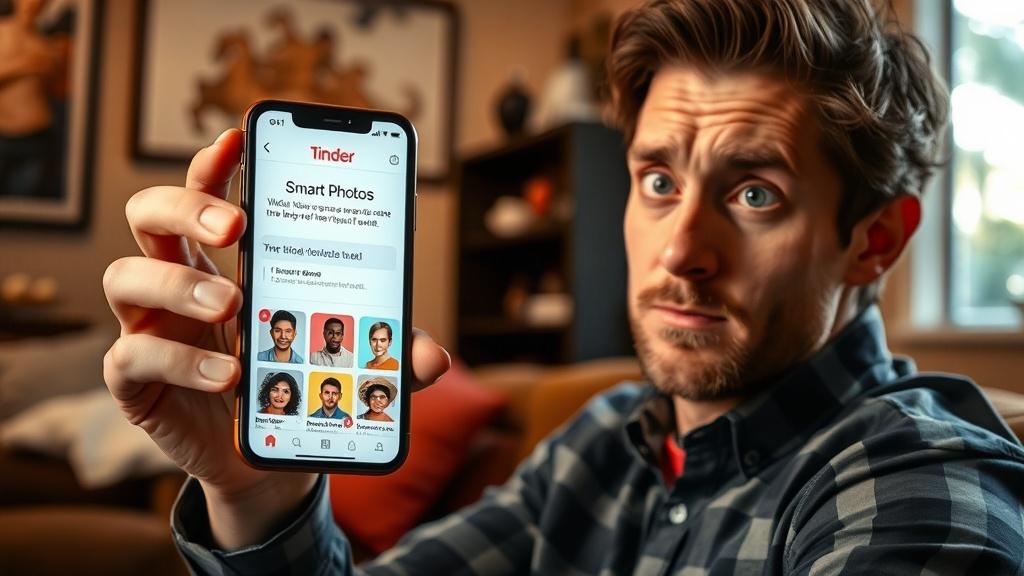 אדם בוחן את תכונת Smart Photos בטינדר