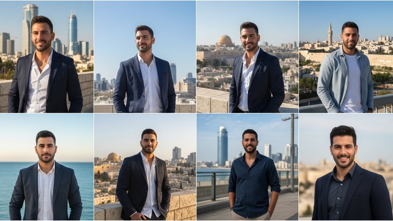 דוגמאות מפרויקטים של צילום לאתרי היכרויות - גברים ישראלים במגוון סגנונות ומיקומים