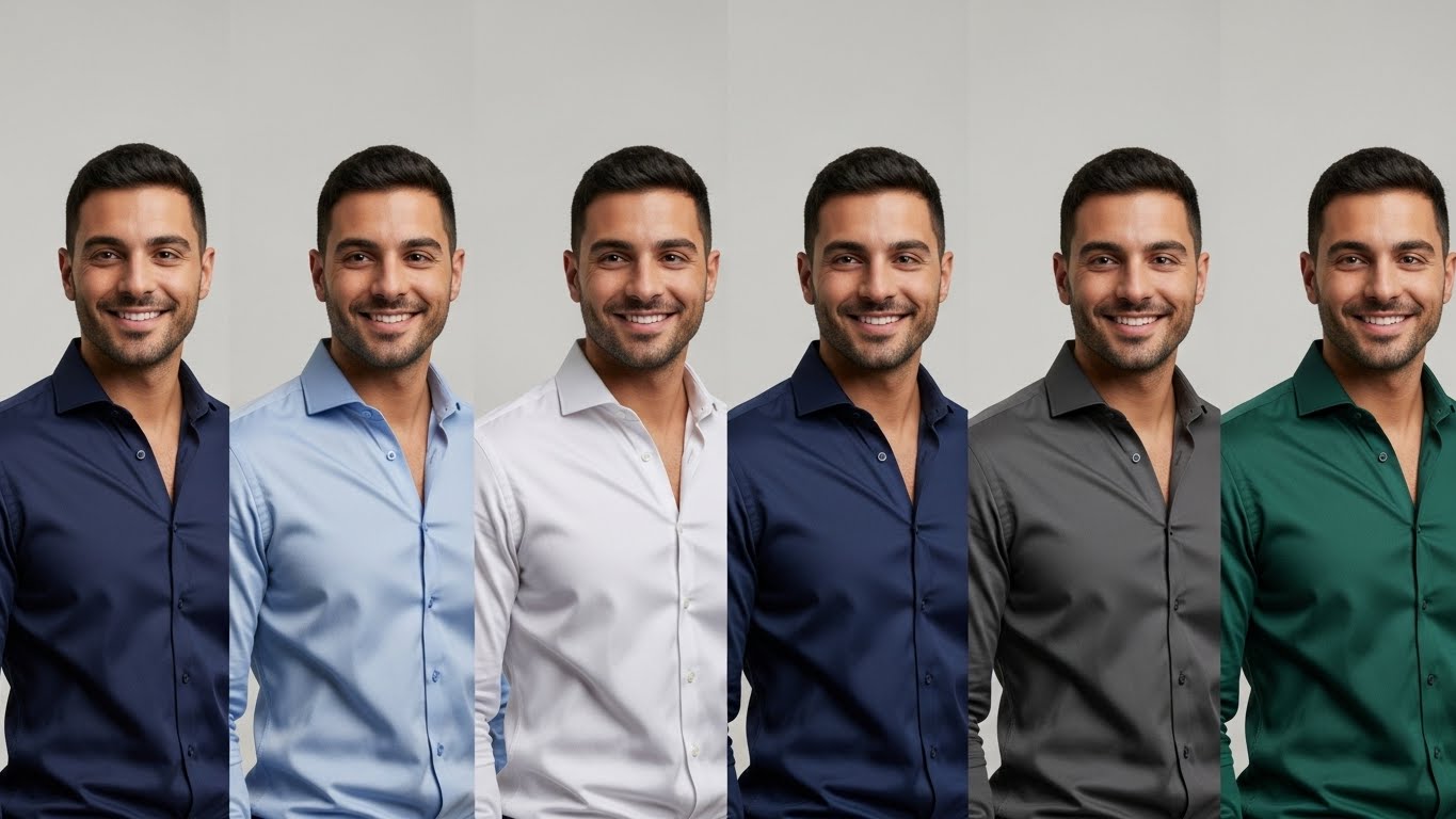 השפעת צבע החולצה על צילום לאפליקציות הכרויות - כחול נייבי מול צבעים אחרים