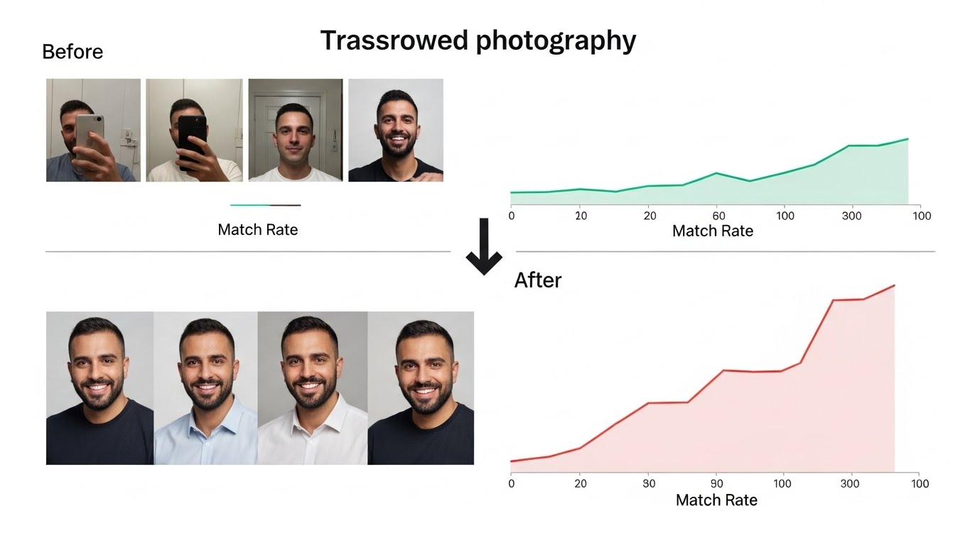 השפעת תיקון טעויות וצילום מקצועי על מספר ההתאמות - דוגמה אמיתית