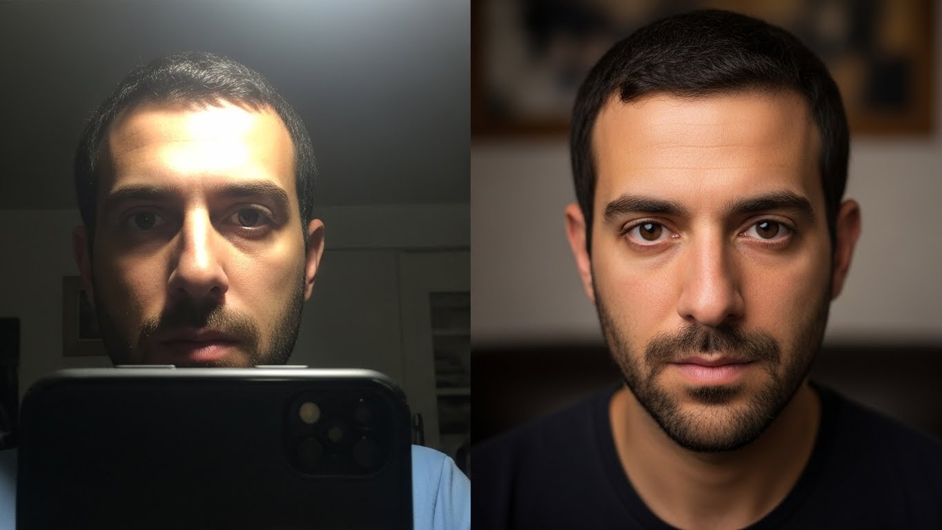 לפני ואחרי צילום מקצועי - אותו אדם, תוצאות שונות לחלוטין בהתאמות ובאיכות הדייטים