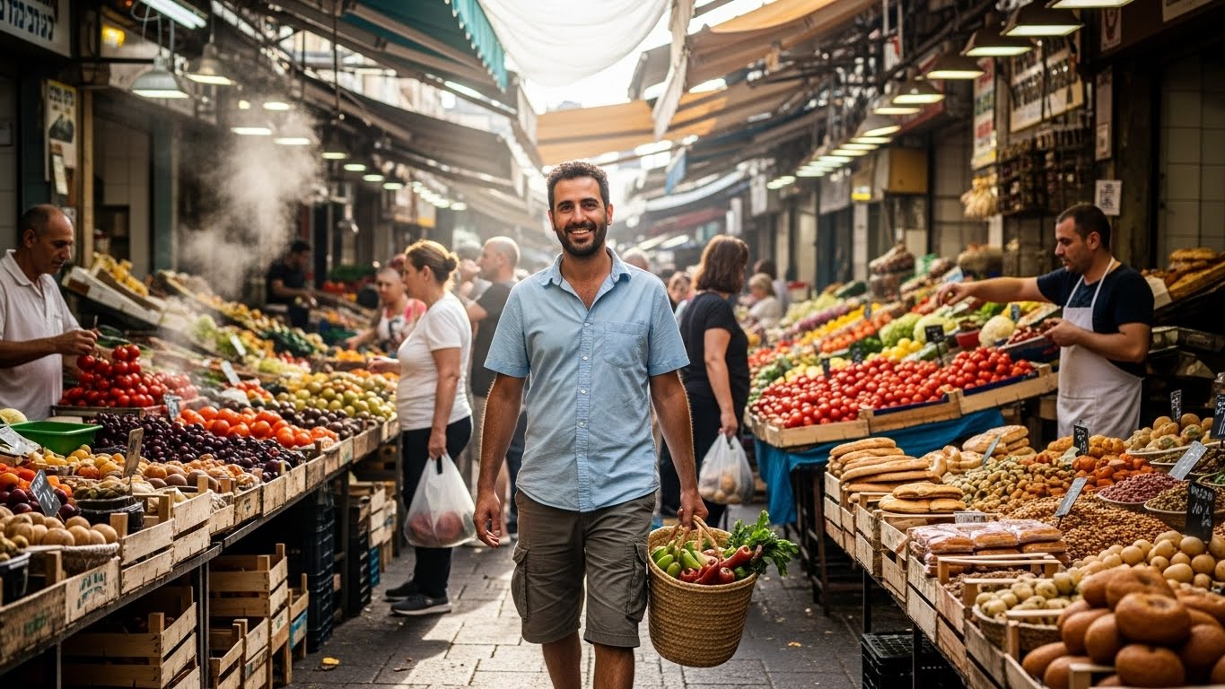 רגע ספונטני בשוק הכרמל - צילום אותנטי שמספר סיפור