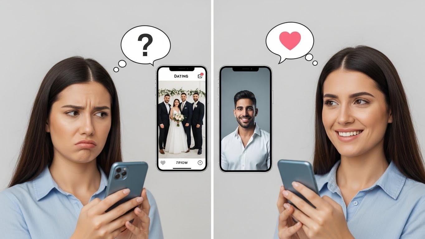 השוואה בין תגובת נשים לתמונה קבוצתית מול תמונה סולו ברורה - ההבדל דרמטי בשיעורי ההתאמות