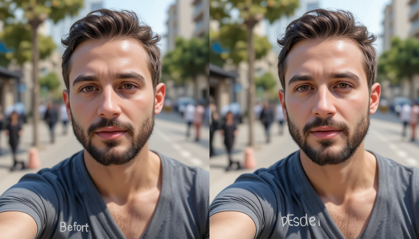 השוואת לפני ואחרי עריכה מקצועית - השיפור צריך להיות עדין וטבעי, לא מוגזם ומזויף