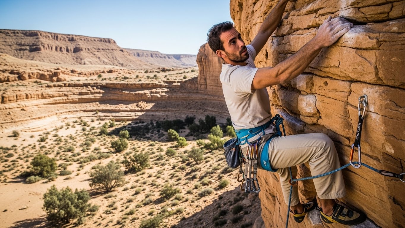 טיפוס סלעים במדבר הישראלי - תמונת תחביב שמשלבת אתגר פיזי ונוף מרשים
