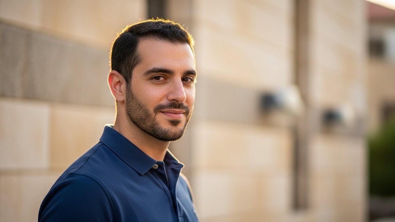 כחול נייבי על רקע בז' אורבני - שילוב קלאסי שעובד מצוין עם רוב גווני העור ומעביר מקצועיות ונגישות