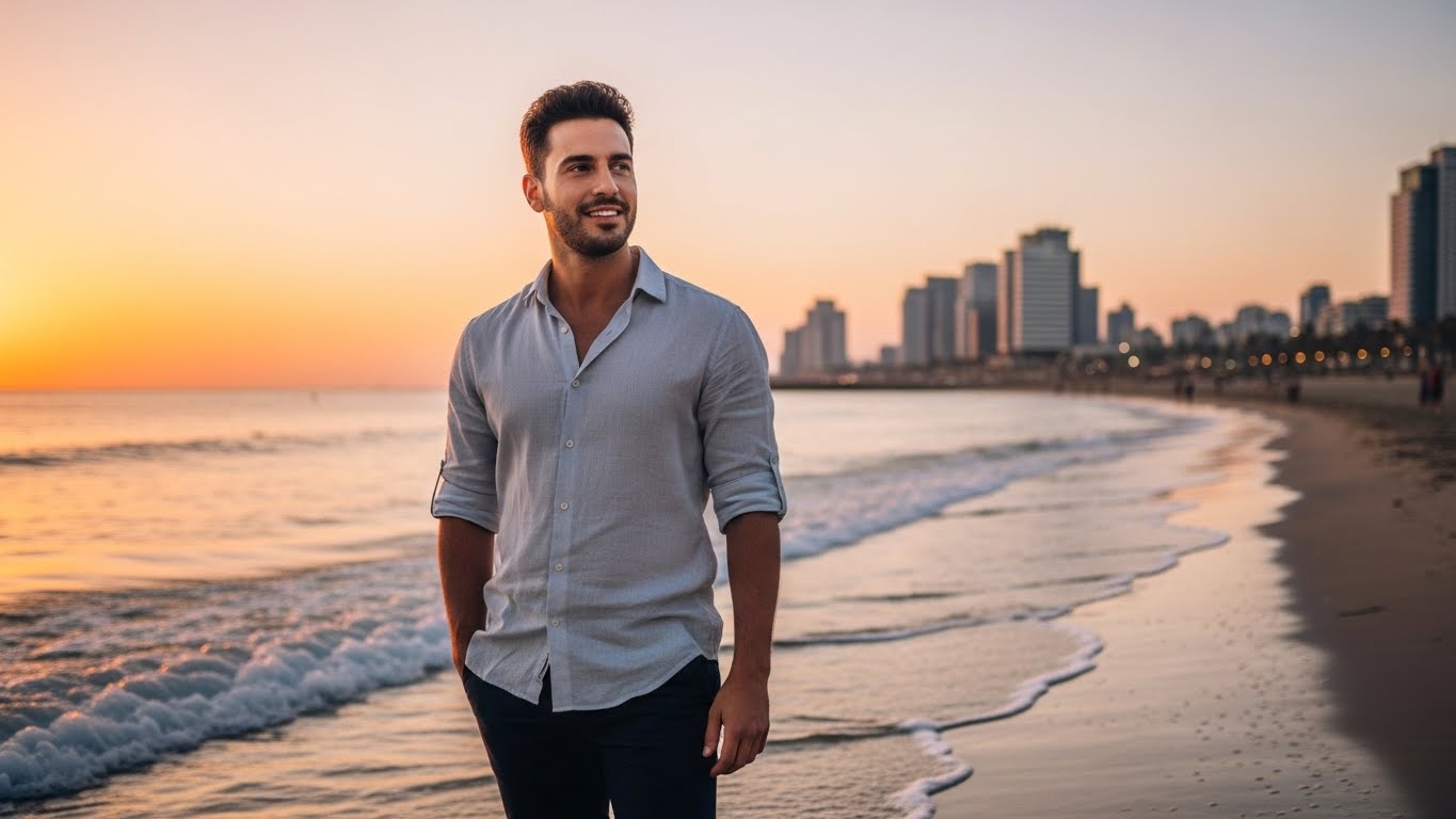 צילום בשעת הזהב בחוף הים - התאורה האידיאלית לתמונות פרופיל בקיץ הישראלי