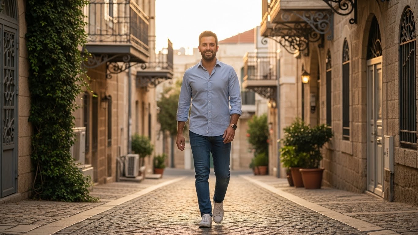 תמונת גוף מלא בנווה צדק תל אביב - מיקום מושלם לצילום גברים בוגרים