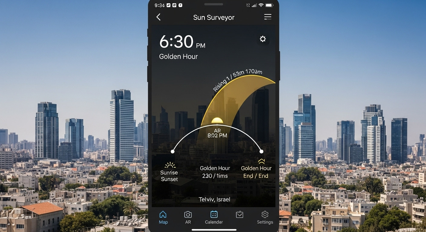 אפליקציית Sun Surveyor לתכנון צילום בשעת הזהב - כלי חיוני לצילום מקצועי