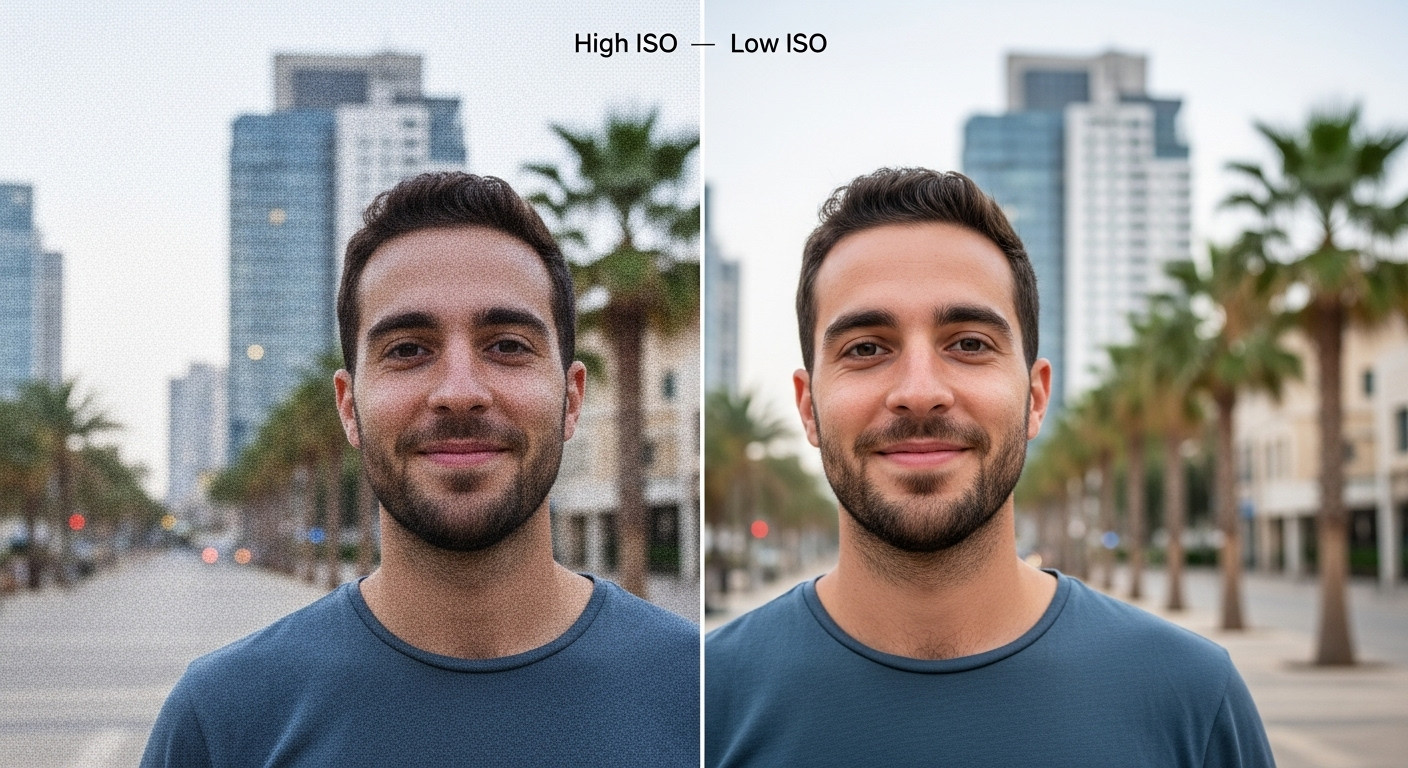 השוואת איכות תמונה - השפעת ISO גבוה מול נמוך בצילום לאתרי הכרויות