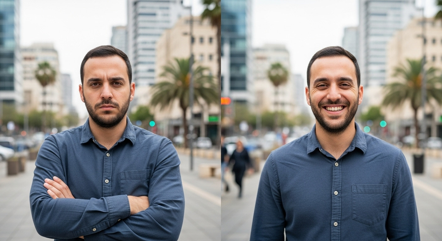 השוואת שפת גוף פתוחה מול סגורה בתמונות פרופיל