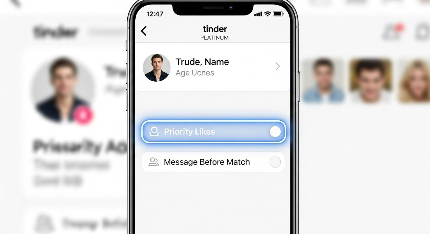 ממשק Tinder Platinum עם התכונות המתקדמות