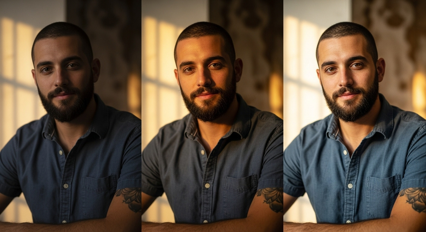סדרת bracketing לצילום HDR - שלוש חשיפות שונות לשילוב לתמונה אחת