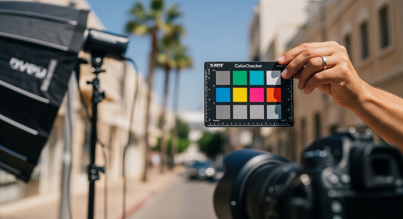 שימוש בכרטיס color checker לאיזון לבן מדויק בצילום תמונות דייטינג