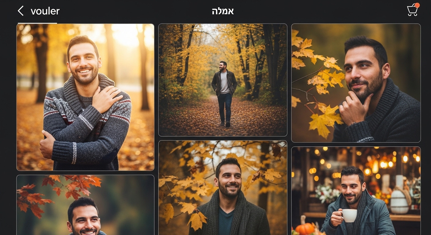 פריסת פרופיל דייטינג עם תמונות סתיו מקצועיות