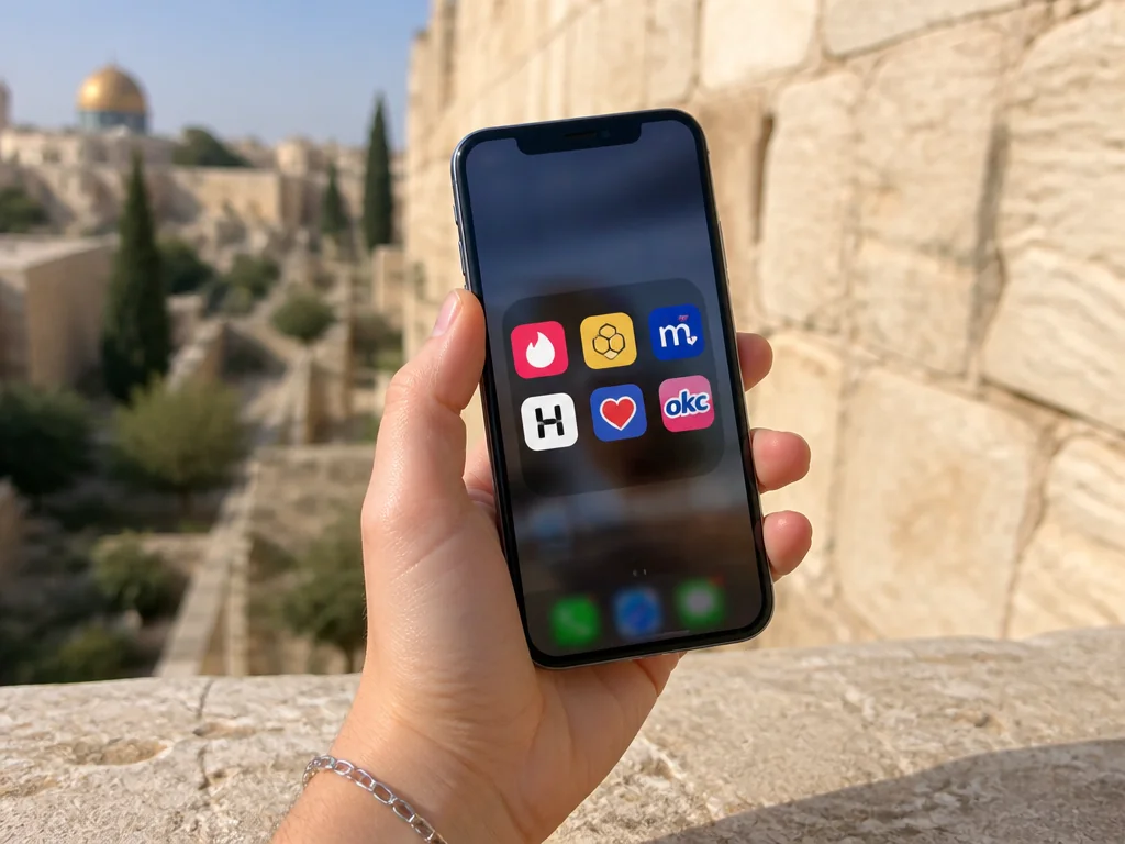 צילום של נייד מציג מספר אפליקציות הכרויות חינמיות